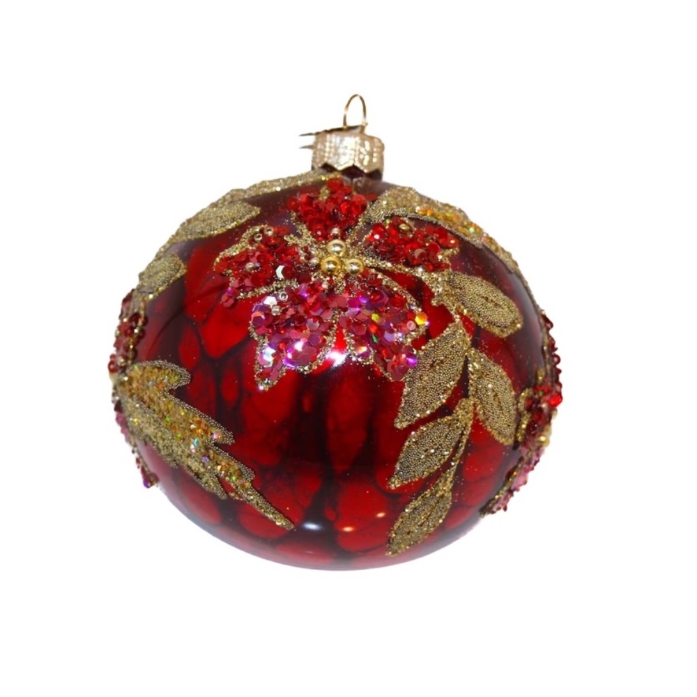 Neiman Marcus Glass Christmas ornament Bauble Made In Poland